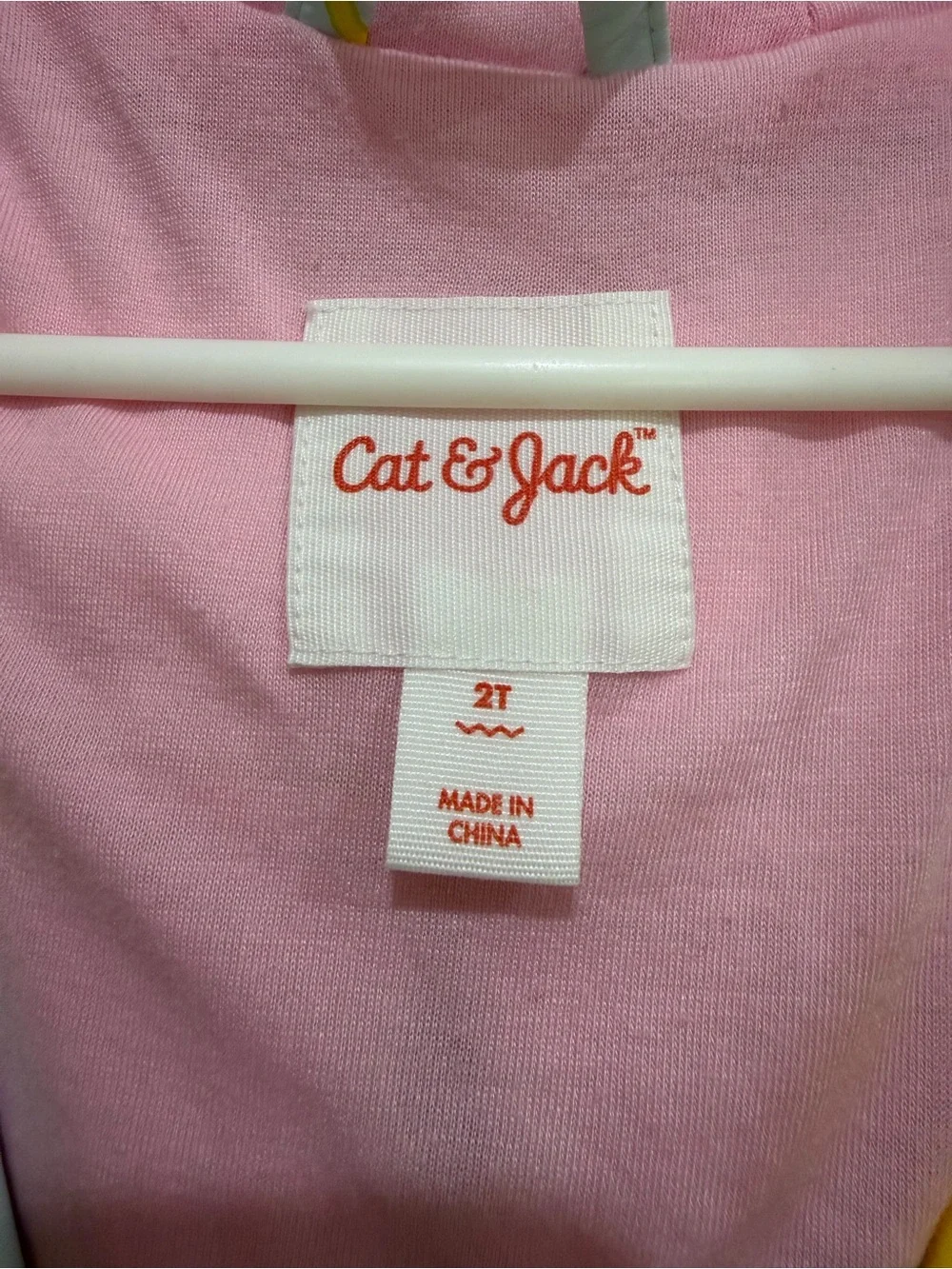 Cat & Jack Yellow Sun Print Hooded Raincoat with Pink Trim